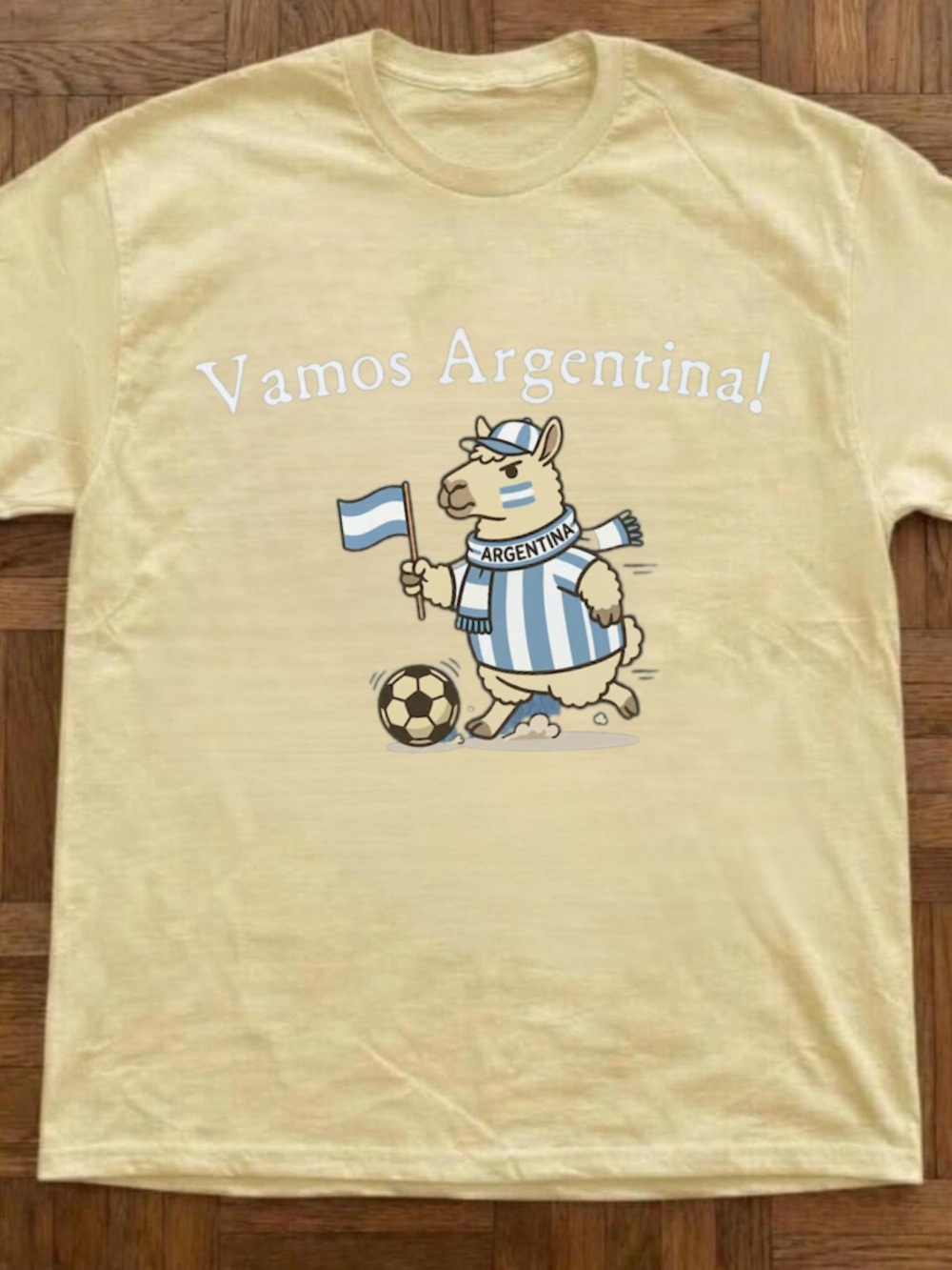 Argentina Soccer World Cup 26 Graphic Tee Yellow Unisex Y2K